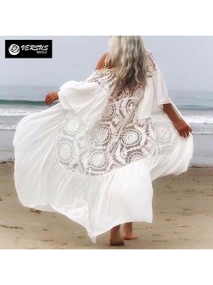 Copricostume Caftano Lungo Donna Mare Pizzo Woman Boho Chic Spolverino COV0252